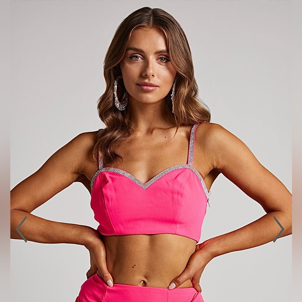 Sincerely Jules Chic Pink Crop Top with Glittering Trim